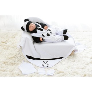 Kit Saída Maternidade Panda Bebê Branca Menino Menina - 5 Peças