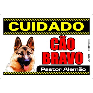 Placa De Advertência Placa Cão Bravo Para Pastor Alemão 20 x 30 Placa Com Número De Lei