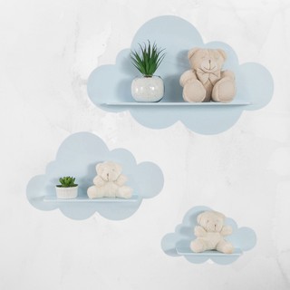 Trio De Nichos Modelo Nuvem Em Mdf Quarto de Bebê decoração infantil 3 peças