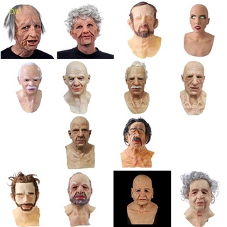 Div Realista Homem Velho Máscara De Látex Rosto Cheio Pescoço Capacete Para Masquerade Halloween Costume Cosplay Adereços