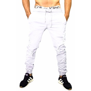 Calça Masculina jogger Jeans Sarja Branca Preta e clara rasgada e lisas Premium Com Punho LANÇAMENTO EXCLUSIVO MÁXIMOS