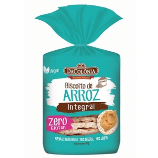 Biscoito de Arroz Integral 95g Zero Glúten Vegano DaColônia