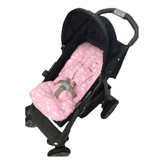 Kit 6 peças colchonete para carrinhos, capa acolchoada para aparelho bebê conforto, almofada ajuste e protetores para cinto cor rosa céu (2)