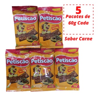 Bifinho Petisco Petiscão Para Cães Sabor Carne 60g Kit com 5 Pacotes de 60g