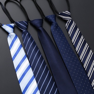 Gravata masculina comercial formal com zíper Gravata lisa fina listrada coreana preguiçosa
