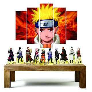Naruto kit com 1 quadros mosaico + 10 totens de mesa em mdf decoração para festa