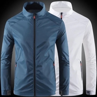 【M-4XL】Men's Jacket Slim Fit Tracktop Waterproof Sun Protection Raincoat Summer Sports Running Coat