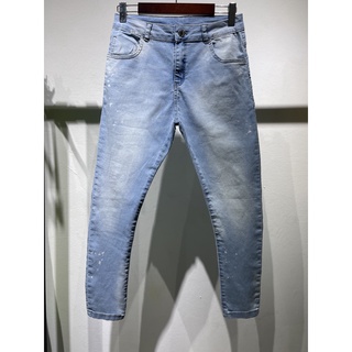 Calça Jeans Masculina Casual Básica Super Skinny COM TINTA BRANCO
