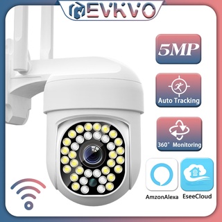 EVKEO 5MP Alexa CCTV Ao Ar Livre Sem Fio À Prova D'água 360 Auto Tracking WIFI PTZ IP Câmera Color Night Vision De Segurança