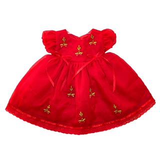 vestido batizado natal para criança e bebê reborn em escoline festa vermelho branco