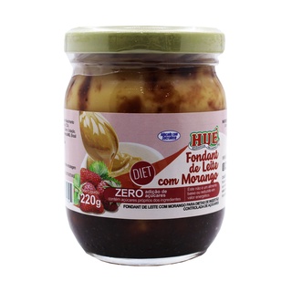 Fondant de Leite com Morango Diet Hué (Sem Adição de Açúcar) Sem Glúten 220g - Pote (Doce de Leite com Morango Diet) (1)