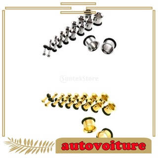 18 Pairs Stainless Steel Ear Gauges Stretching Tunnel Plugs 14g-00g