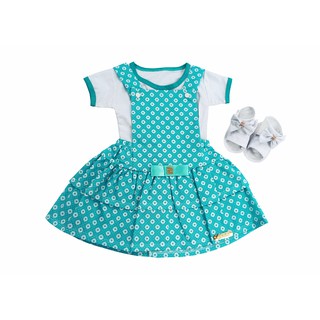 Vestido Para Bebê Jardineira Baby Kit 3 Pçs Luxo