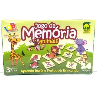 Brinquedo Educativo IOB Madeira - Jogo da Memória ANIMAIS - Jogo Pedagógico
