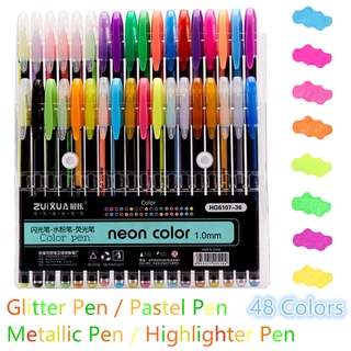 12*4 Kit Canetas Gel Cores Glitter Metálico Art Markers (1)