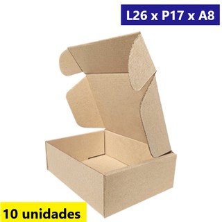 Caixa de Papelão parda para Correio Sedex/pac 26x17x8cm Kit 10