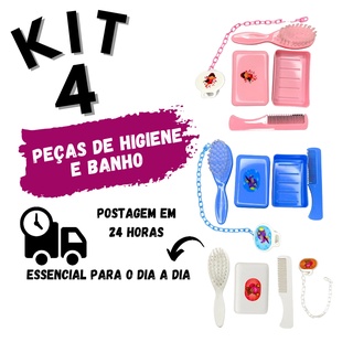 Kit Higiene Para Bebê Escova de cabelo 4 Peças Escova, Pente, Saboneteira, Prendedor de bico KitInfantil Bebe Murano