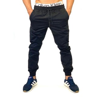 calça masculino Jogger jeans e bege em sarja c/punho elastico estilo destroyed queima de estoque (4)