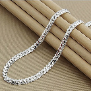 Colar feminino e masculino de 5 mm de largura total lateral de prata 925 colar de corrente de prata esterlina joias