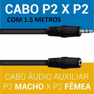 P2 X P2 Cabo De Áudio Extensor P2 Macho X P2 Fêmea 1,5 Metros