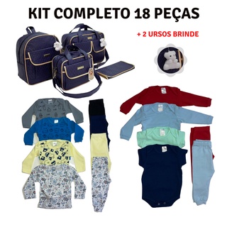 Kit 18 peças com Bolsa Maternidade + Kit roupas Saída de Maternidade bebe menino menina (1)