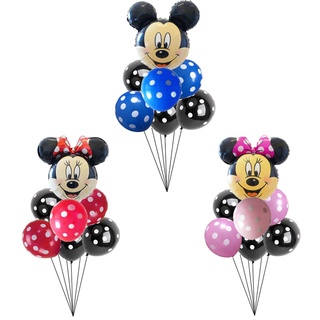 7pcs Minnie Mickey Mouse Cabeça Balões Folha Feliz Aniversário Decorações Do Partido Dos Desenhos Animados Miúdos Fontes