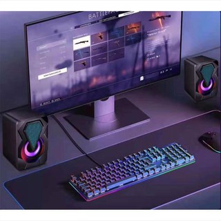Caxinha Caixa de som computador PC gamer alto falante RGB luz de respiração fria (7)