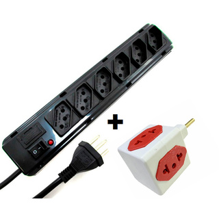 Filtro de Linha de 6 Tomadas Régua Elétrica + adaptador em cubo Ótima Qualidade Proteção P/ Tv Som Computador