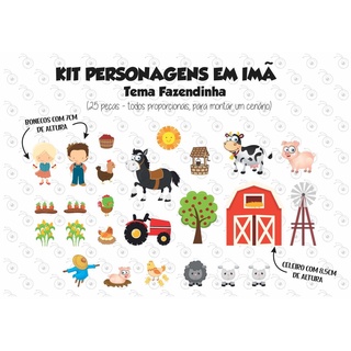 Kit de Personagens em IMÃ (manta magnética) – TODAS AS PEÇAS são em imã - Tema Fazendinha Personagens em imã (2)