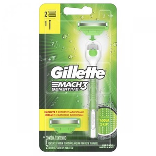 Gillette Mach3 Acqua Grip Sensitive Barbeador com 1 aparelho e 2 cargas