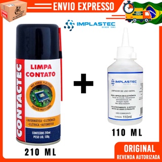 Kit Spray Limpa Contato + Limpador Eletrônicos, Informática - Implastec