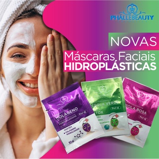 Máscara para limpeza Facial Hidroplástica Phallebeauty - Skin Care Colágeno Pérola Rosa e Verde