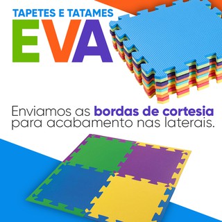 Kit 4 Tapete Tatame Eva + Bordas de Acabamento Loja da Maria Fitness Bebe 50x50x1cm 10mm Colorido (4)