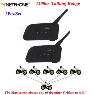 2Pcs Vnetfone V6 Interfone 1200M Bluetooth Motocicleta Capacete Intercomunicadores Headset Para Rider