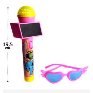 Microfone Infantil Com Som e Luz com Óculos Infantil Microfone de Brinquedo Musical Sai a Voz