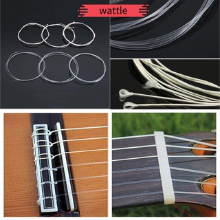 WATTLE 6PCS Acessórios Conjunto De Cordas De Nylon Para Violão De Metal Música Clássico Claro Prateado