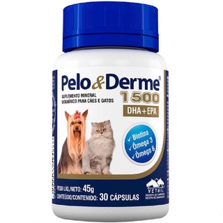 Pelo e Derme 1500 mg 30 comp. Suplemento Cães e Gatos - Vetnil