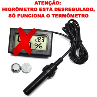 Termometro Digital pilha sensor externo Aquário Freezer Geladeira Ar condicionado Chocadeira -50~110ºC