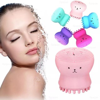 Esponja polvo Limpeza Facial Esfoliante de Silicone escova (2)