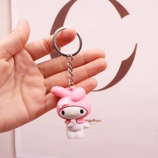 1 Pcs Cute My Melody Pudding Cinnamoroll Dog Cool Penguin Kuromi Pendant Keychain Bag for Girls Gift Figure Toys (9)