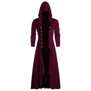 【BGK】Men's Retro Steam Punk Gothic Wind Cloak Coat Fashiona Plain Cap Cardigan Coat (3)