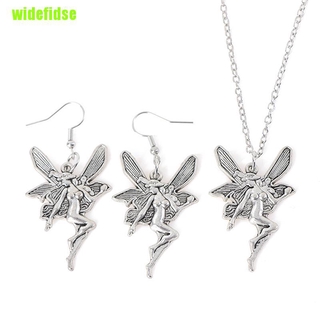 [perfect]Vintage Angel Fairy Pendant Necklace Earrings For Women Punk Goth Jewelry (3)