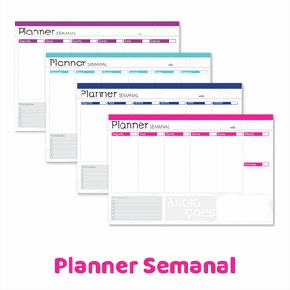 Planner Semanal de Mesa com 52 Folhas Planejamento