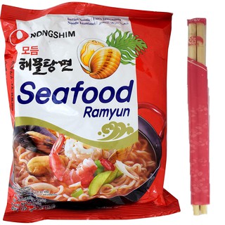 Macarrão Lamen Seafood Ramyun Sabor Frutos do Mar Picante Nongshim + Hashi Gratis - Three Foods Distribuidora