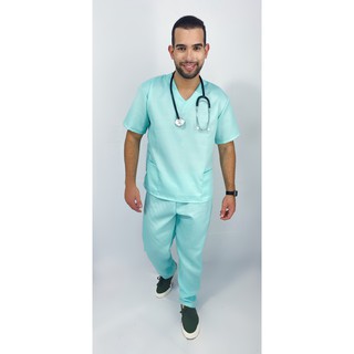 Kit de Conjunto de Pijama Cirúrgico Scrub (2 Blusas e 1 Calça) seca rápido não amassa Oxford dentista medico enfermeiro BORDADO GRÁTIS (6)