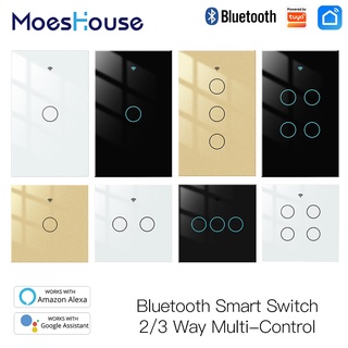 Bluetooth sigmesh tuya smart life app alexa google 1/2/2/3 gang interruptor de luz inteligente de bluetooth 3/4 vias muilti-controle associação