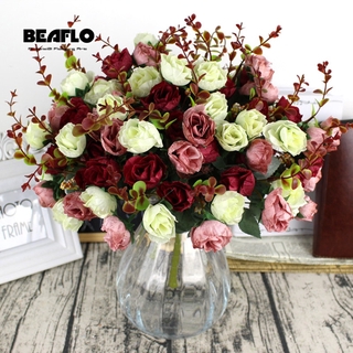 1bunch 21 Cabeças Diy Romântico Artificial Rose Flores De Seda Falso Floral Para Festa De Casamento Decoração De Casa