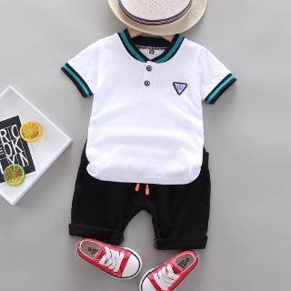 Camiseta Com Shorts 0-5 Anos De Idade Beb Puro Algod O Casual Logotipo Tri Ngulo