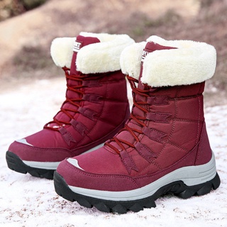 【Logística rápida】Sapatos de inverno de cano alto de algodão, botas de neve femininas, sapatos de sola grossa e de veludo (3)