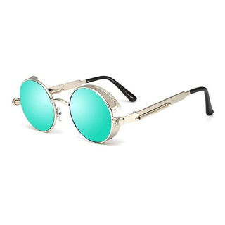 Óculos Solar Modelo Redondo Masculino Feminino Azul Steampunk Alok